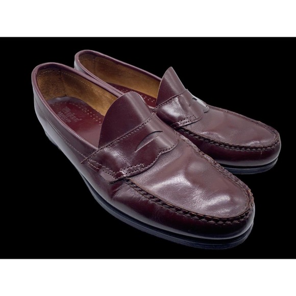 G.H. Bass Weejuns Logan Penny Loafer Burgundy Leather Shoes Men's Size 12 B - Picture 1 of 10